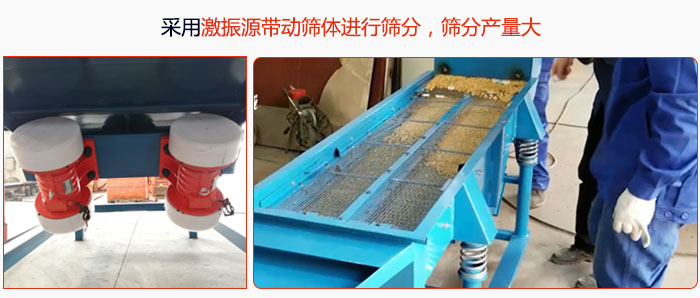 采用激振源帶動(dòng)篩體進(jìn)行篩分,篩分產(chǎn)量大。