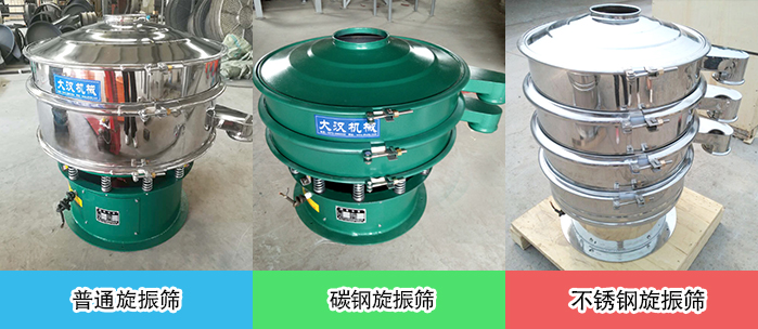 醫(yī)藥振動篩常見材質(zhì)展示：碳鋼＋不銹鋼，不銹鋼，碳鋼等材質(zhì)展示