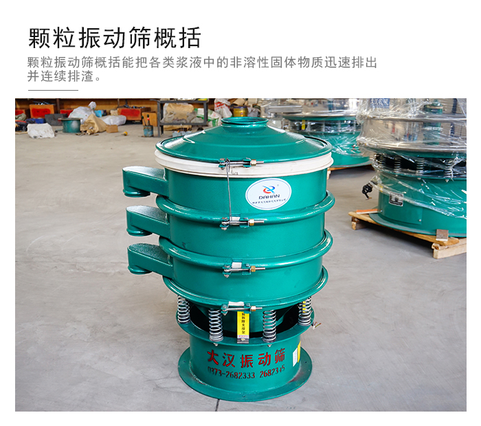 顆粒式振動篩是針對顆粒狀物料進行研發的，由于顆粒的形狀有很多的不同所以，廠家在清網裝置方面進行提升效率。