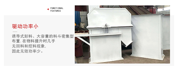 TD型斗式提升機驅(qū)動力小，無回料等特點展示圖。
